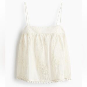 Embroidered Camisole Top, Cream, H&M, M